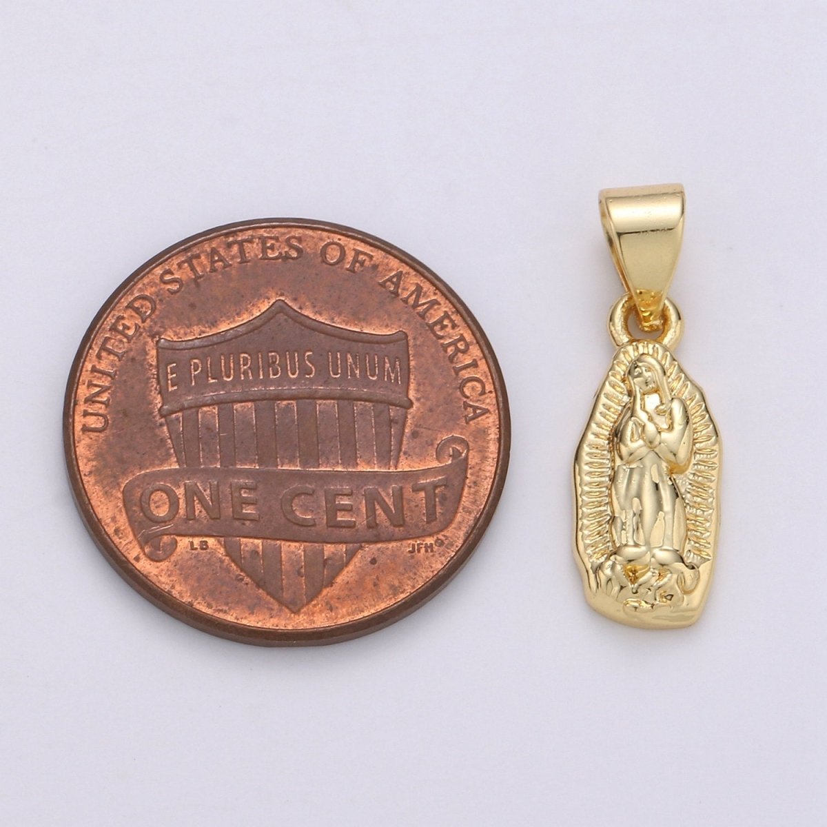 Vintage Mary Charm Necklace 14K Gold plated Holy Mary Pendant Necklace, Our Lady of Guadalupe Pendant Necklace For Religious Jewelry Making J-006 - DLUXCA