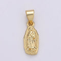 Vintage Mary Charm Necklace 14K Gold plated Holy Mary Pendant Necklace, Our Lady of Guadalupe Pendant Necklace For Religious Jewelry Making J-006 - DLUXCA