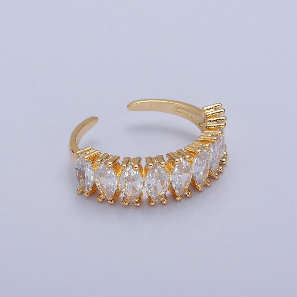 Vintage Pave Clear Ring for Statement Ring Open Adjustable Jewelry O-2174 - DLUXCA