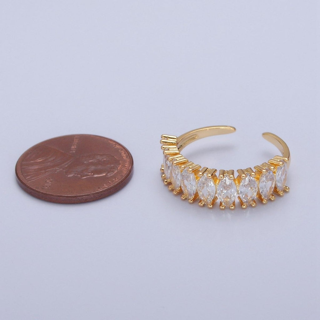 Vintage Pave Clear Ring for Statement Ring Open Adjustable Jewelry O-2174 - DLUXCA
