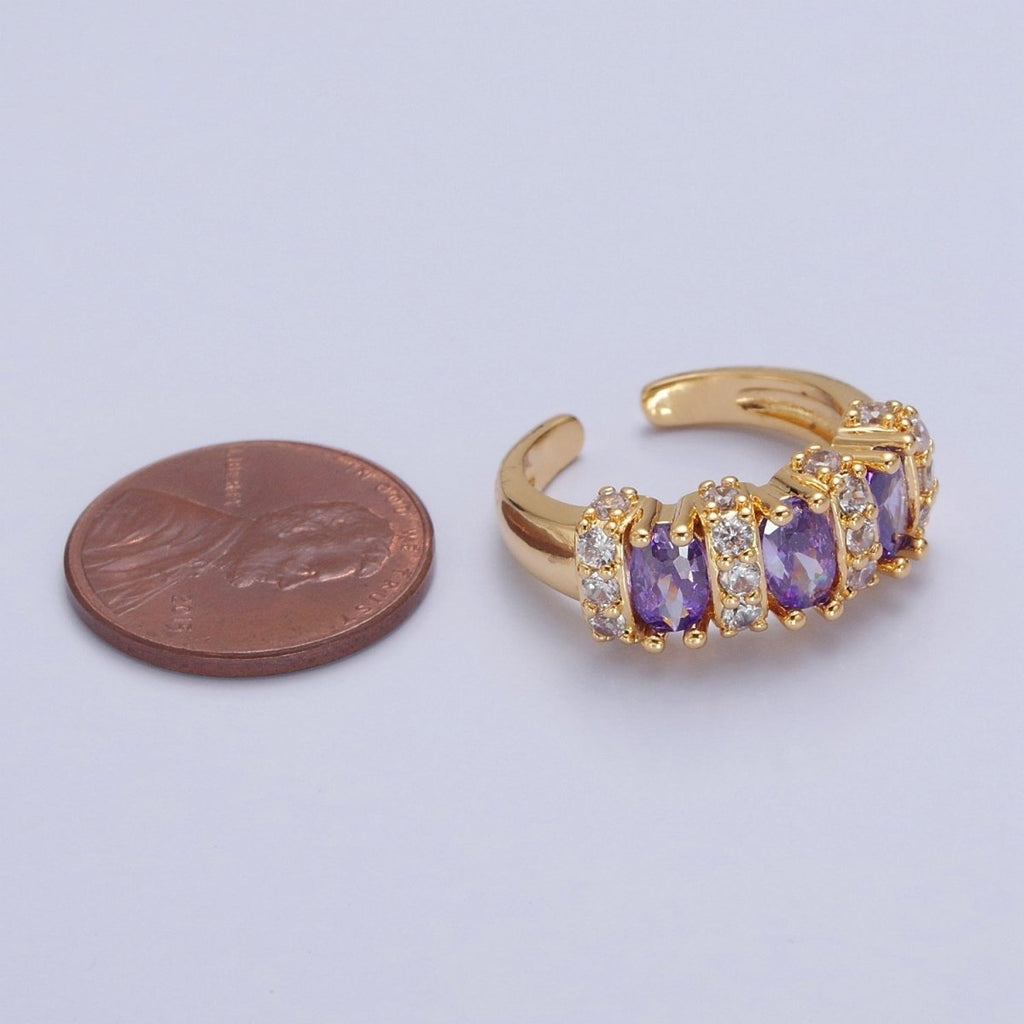 Vintage Pave Purple Ring for Statement Ring Open Adjustable Jewelry O-2173 - DLUXCA
