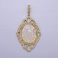 Vintage Pearl Medallion Virgin Mary / Miraculous Lady Guadalupe Pendant for Statement Jewelry Necklace Supply N-565 N-566