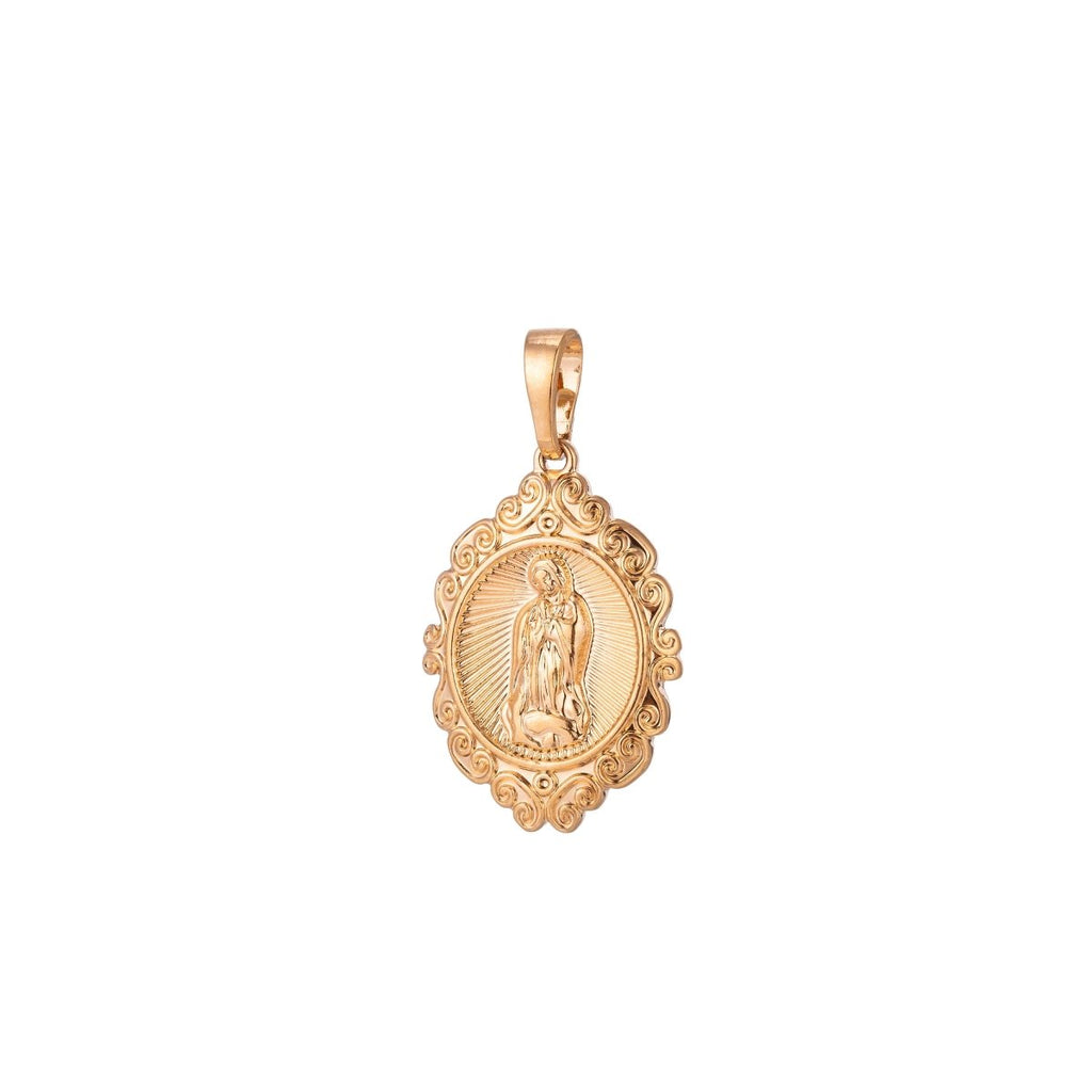 Virgin Mary Charm, 18K Gold plated Pendant Dainty Virgen de Guadalupe Necklace Charm for Jewelry Making H-870 - DLUXCA