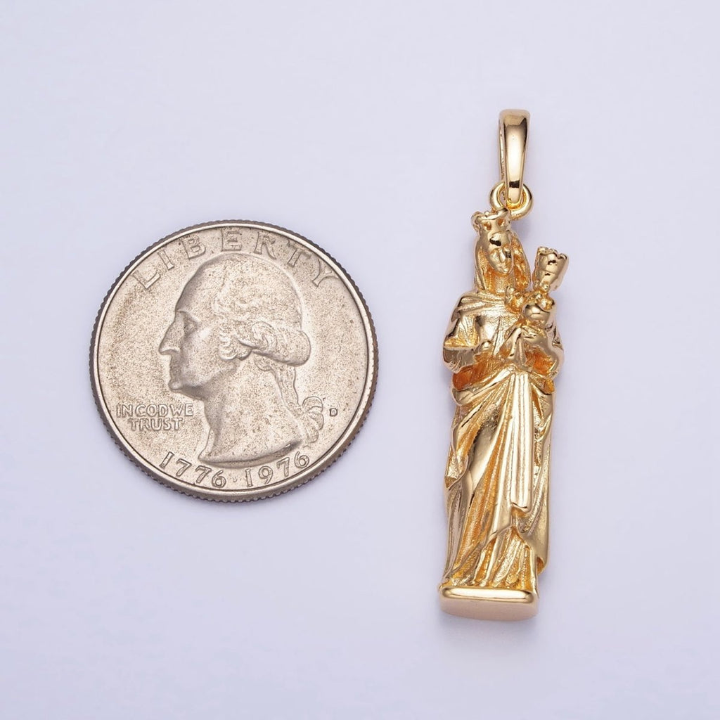 Virgin Mary Charm Necklace, Virgen Del Carmen Pendant, Virgen de la Caridad del Cobre Religious Necklace Pendant in Gold, Silver AA173 AA200