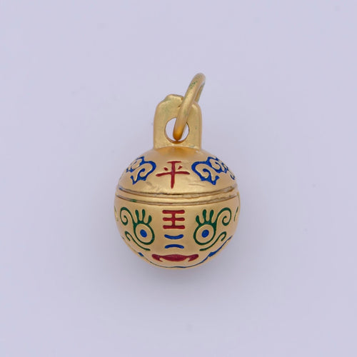 "Wellbeing Safety" Chinese Character Enamel Tiger Ball Gold Protection Charm | X-713 - DLUXCA