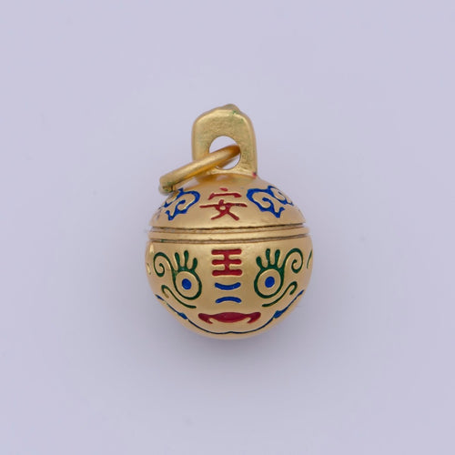 "Wellbeing Safety" Chinese Character Enamel Tiger Ball Gold Protection Charm | X-713 - DLUXCA