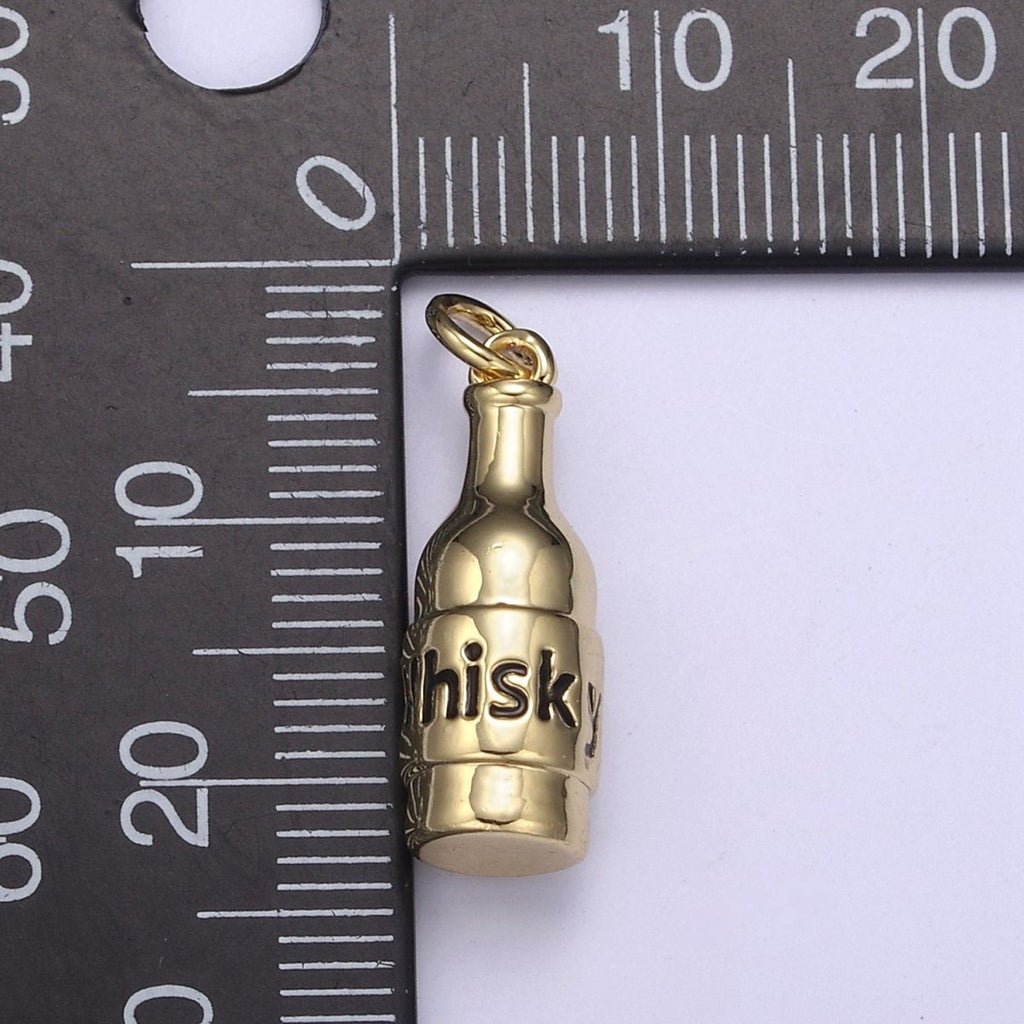 Whisky Bottle Charms Silver / Gold Bottle Charms, Jewelry Supply Wholesale N-662 N-663