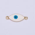 White Enamel Evil Eye Connector, Eye of Ra Protection Charm Connector For Jewelry Making, G-921 - DLUXCA