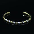 White Enamel Geometric Swirl Gold plated Bangle Open Adjustable Bracelet Vintage Style Inspired | WA-123 Clearance Pricing - DLUXCA