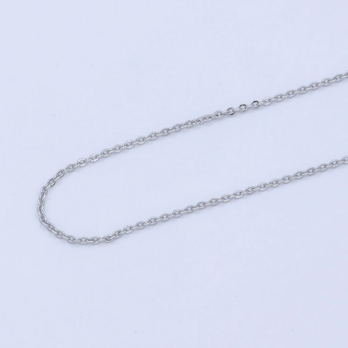 White Gold plated 0.8mm Dainty Rolo Cable 16 Inch Choker Necklace w. Extender | WA-239 Clearance Pricing - DLUXCA