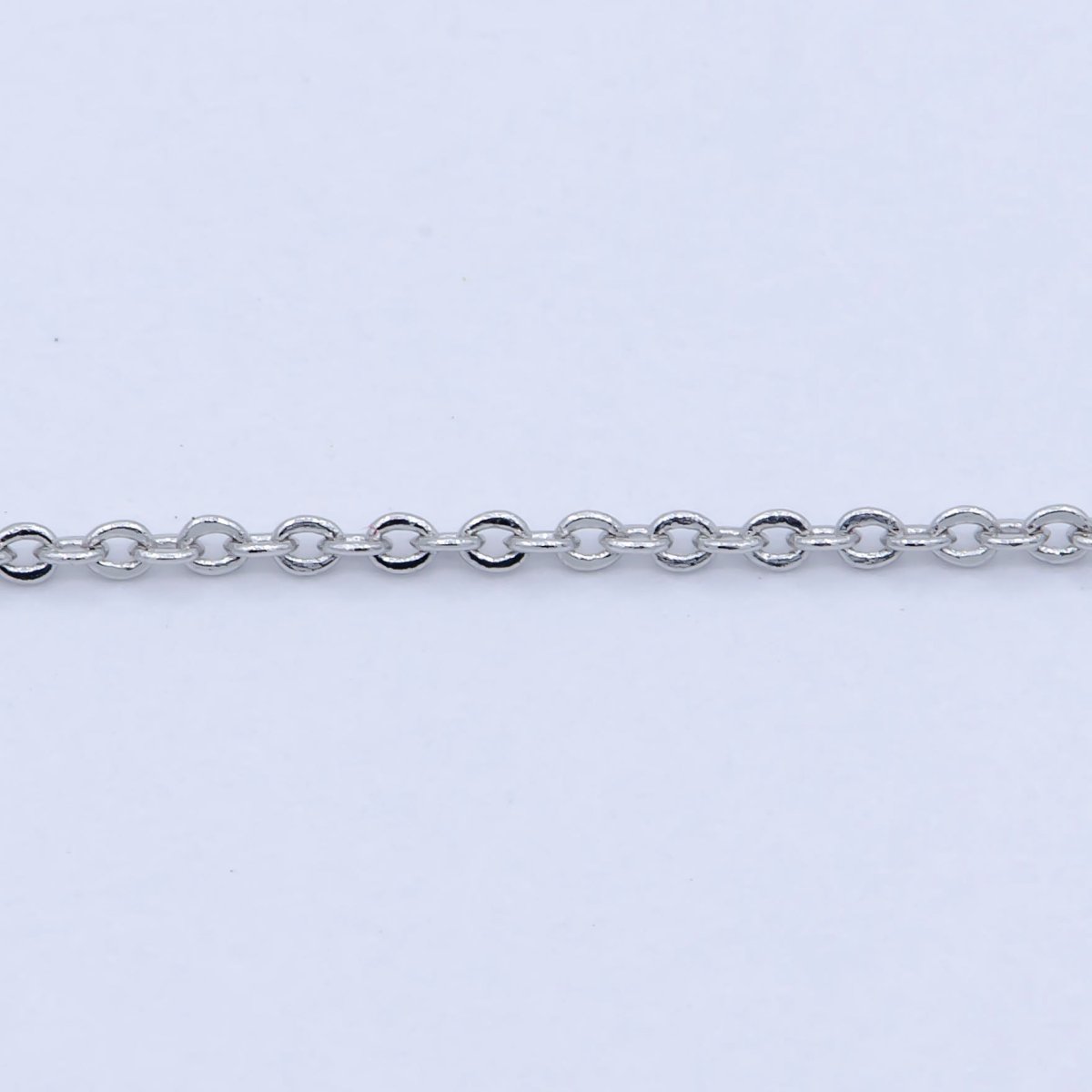 White Gold plated 0.8mm Dainty Rolo Cable 16 Inch Choker Necklace w. Extender | WA-239 Clearance Pricing - DLUXCA