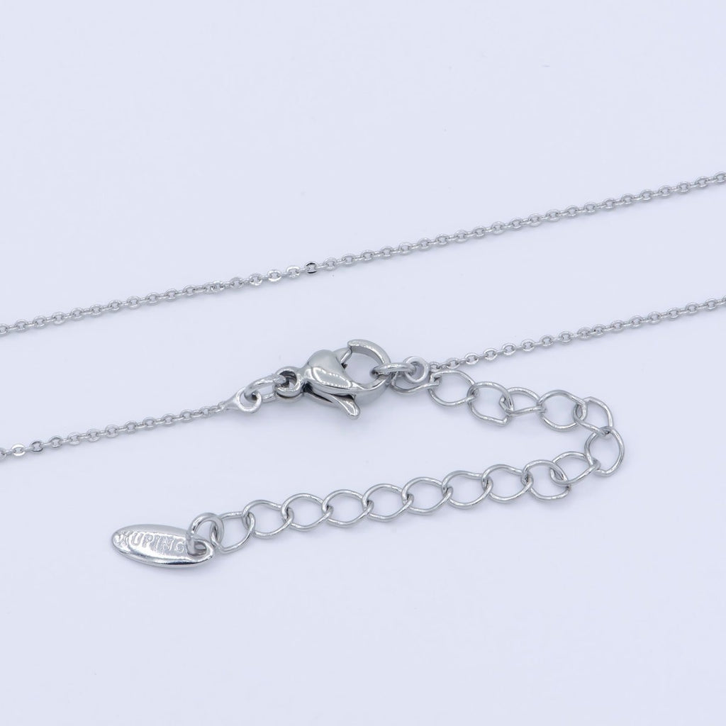 White Gold plated 0.8mm Dainty Rolo Cable 16 Inch Choker Necklace w. Extender | WA-239 Clearance Pricing - DLUXCA