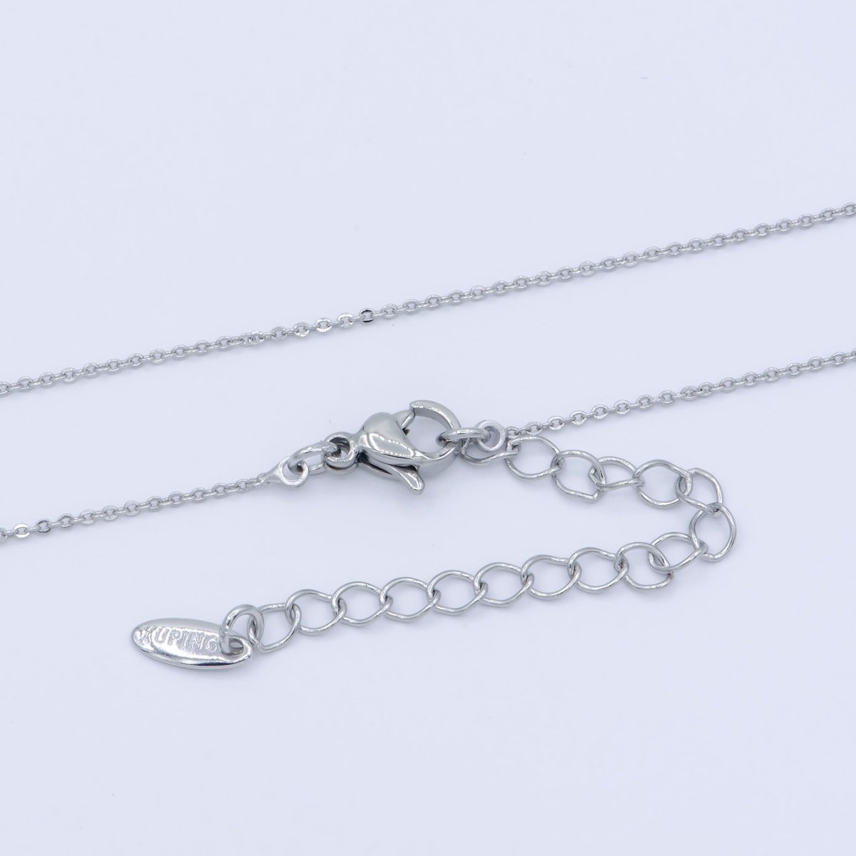White Gold plated 0.8mm Dainty Rolo Cable 16 Inch Choker Necklace w. Extender | WA-239 Clearance Pricing - DLUXCA
