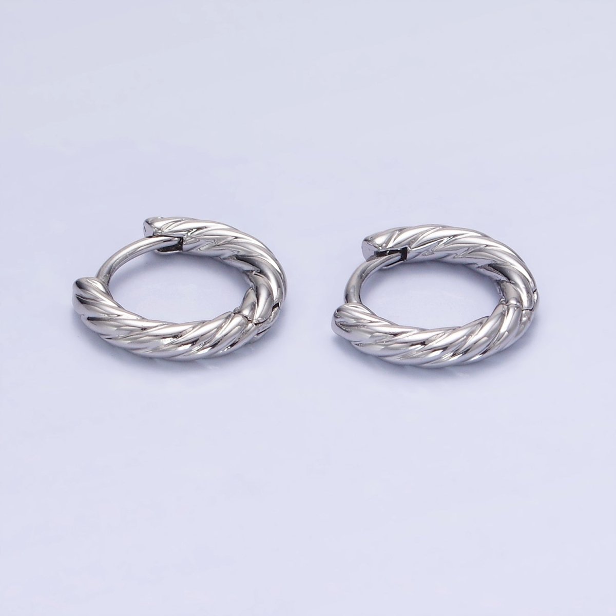 White Gold plated 10mm Croissant Twisted Cartilage Minimalist Huggie Earrings | AB1268 - DLUXCA