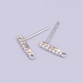White Gold plated 11.3mm Micro Paved CZ Bar Open Loop Stud Earrings | Z-405 - DLUXCA