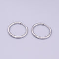 White Gold plated 11mm, 13mm, 15mm, 17mm, 19mm, 21mm, 23mm Silver Minimalist Huggie Endless Hoop Earrings | AD1536 - AD1542 - DLUXCA