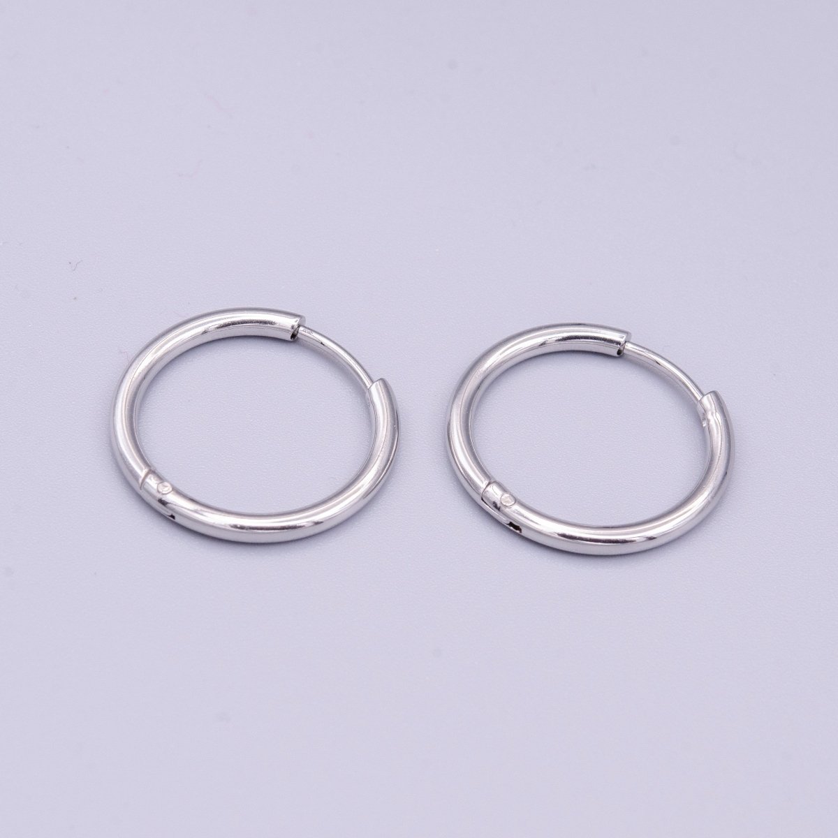 White Gold plated 11mm, 13mm, 15mm, 17mm, 19mm, 21mm, 23mm Silver Minimalist Huggie Endless Hoop Earrings | AD1536 - AD1542 - DLUXCA