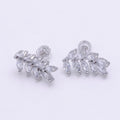 White Gold plated 12mm Marquise CZ Leaf Stud Earrings | V088 - DLUXCA