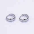 White Gold plated 13mm Minimalist Dome Huggie Earrings | AB1180 - DLUXCA