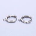 White Gold plated 14mm Micro Paved Huggie Open Loop Earrings Supply | Z-332 - DLUXCA