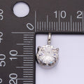 White Gold plated 15mm, 21mm Clear Cubic Zirconia Round Solitaire Silver Pendant | N1817 N1818 - DLUXCA
