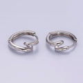 White Gold plated 15mm Circling Band Minimalist Huggie Earrings | Q276 - DLUXCA