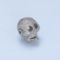 White Gold plated 15mm Micro Paved CZ Human Skeleton Bead | B062 - DLUXCA