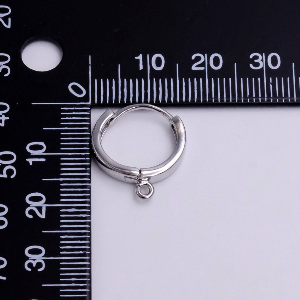 White Gold plated 16mm Minimalist Huggie Earrings Findings Supply | Z-905 - DLUXCA
