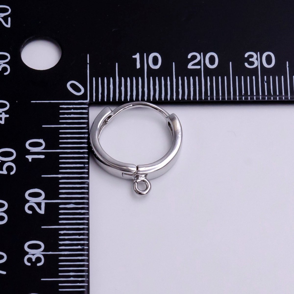 White Gold plated 16mm Minimalist Huggie Earrings Findings Supply | Z-905 - DLUXCA