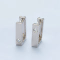 White Gold plated 17mm Clear CZ Square Huggie Earrings | AD670 - DLUXCA