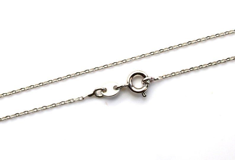 White Gold plated 1mm Cable Finished Chain 13.5 inch for Choker Necklace Making Dainty Simple Minimalist Chain Necklace | CN-102 - DLUXCA