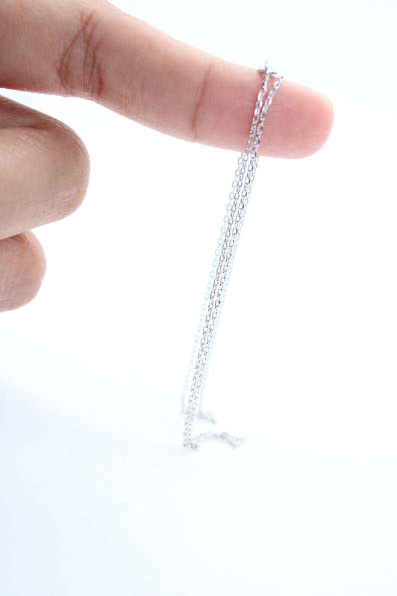 White Gold plated 1mm Cable Finished Chain 13.5 inch for Choker Necklace Making Dainty Simple Minimalist Chain Necklace | CN-102 - DLUXCA