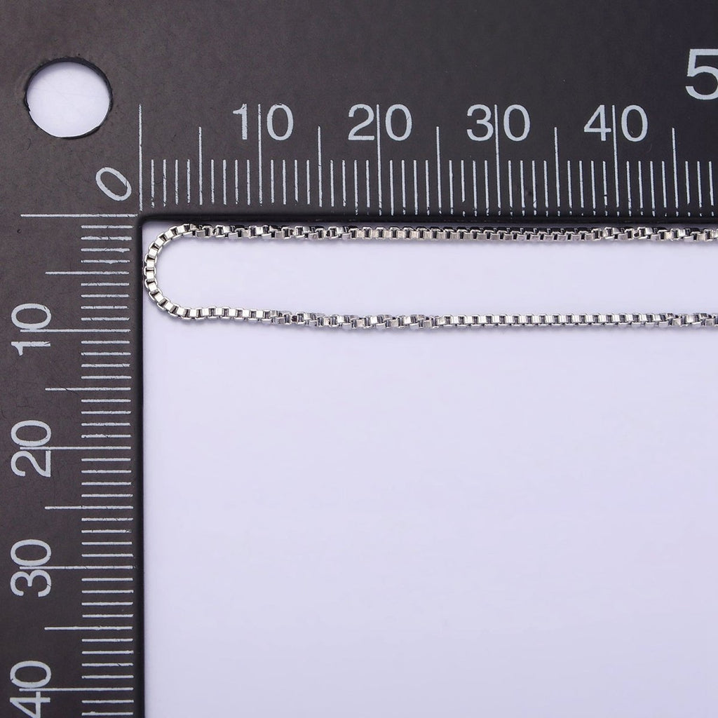 White Gold plated 1mm Dainty Box 16 Inches, 18 Inches Layering Chain Necklace | WA-1782 WA-1783 Clearance Pricing