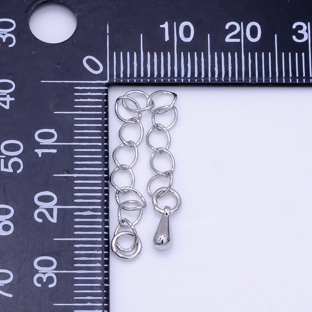 White Gold plated 2 Inch Cable Chain Extender Findings Set | Z791 - DLUXCA