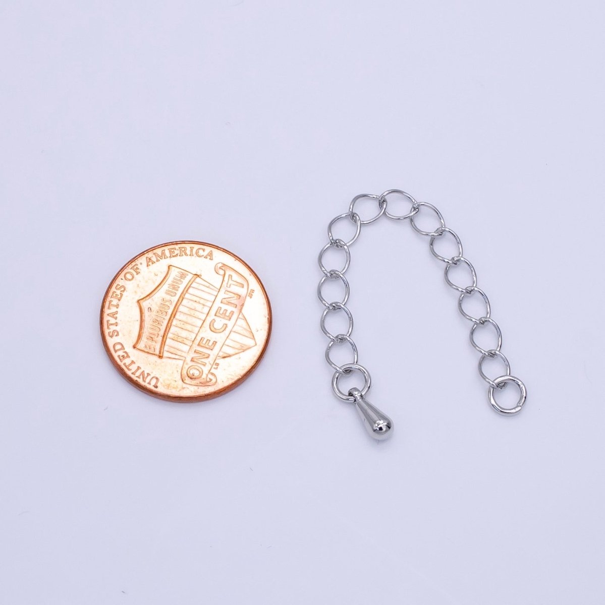 White Gold plated 2 Inch Cable Chain Extender Findings Set | Z791 - DLUXCA