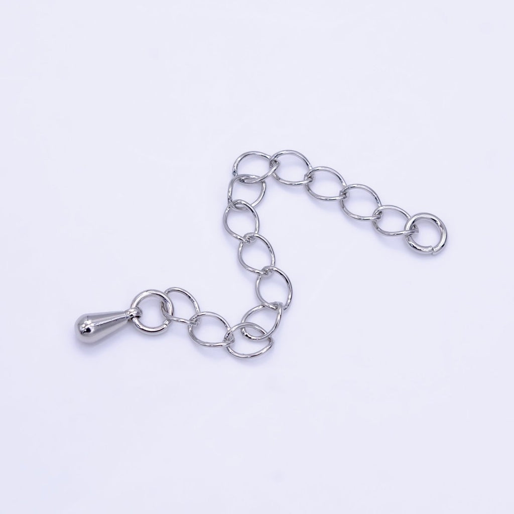 White Gold plated 2 Inch Cable Chain Extender Findings Set | Z791 - DLUXCA