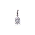White Gold plated 20mm Clear CZ Teardrop Bezel Pendant | I466 - DLUXCA