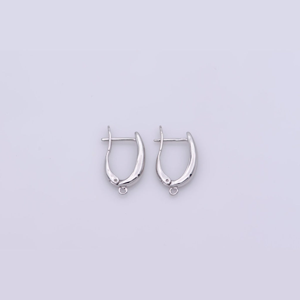 White Gold plated 20mm Minimalist Open Loop English Lock Hoop Earrings Findings | Z846 - DLUXCA