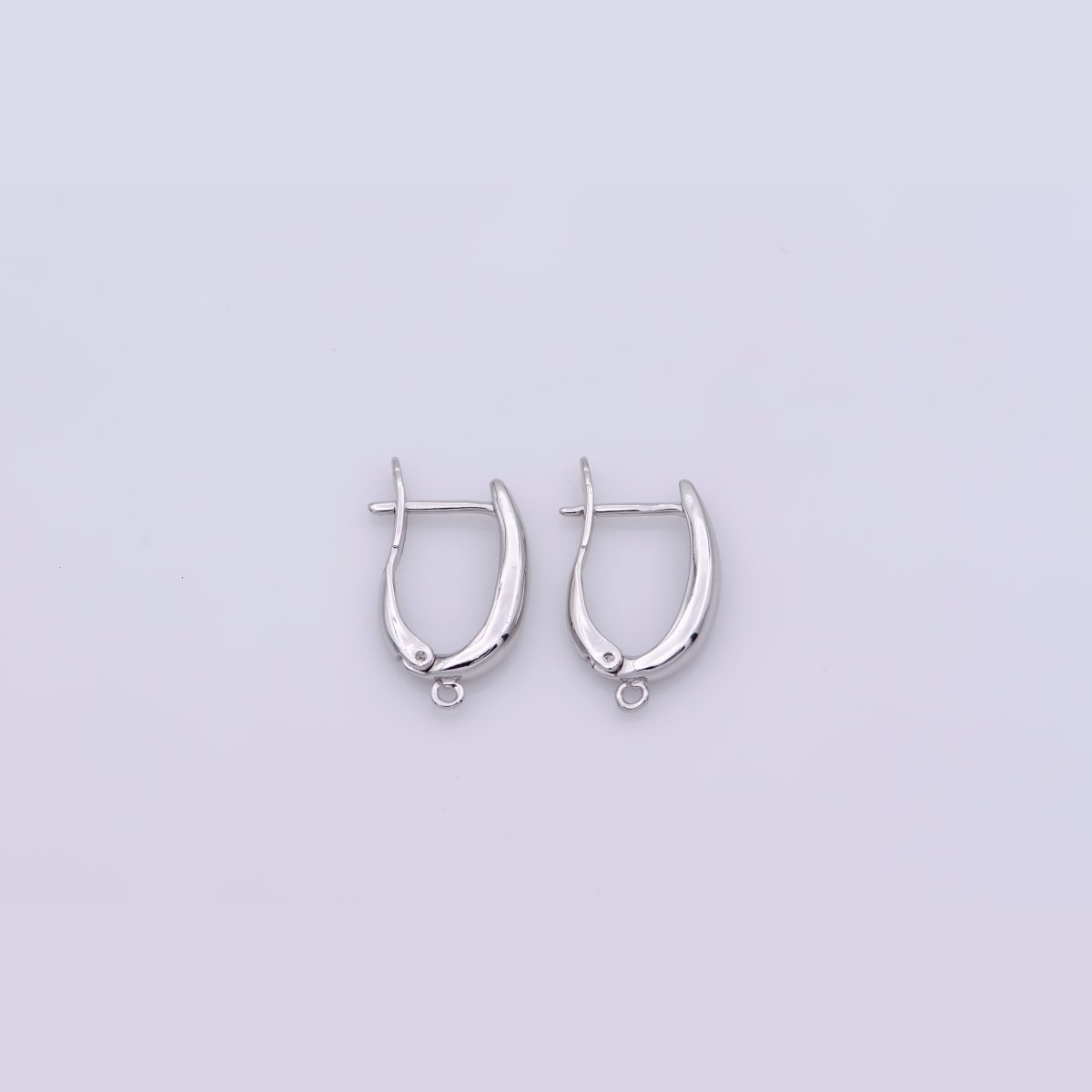 White Gold plated 20mm Minimalist Open Loop English Lock Hoop Earrings Findings | Z846 - DLUXCA