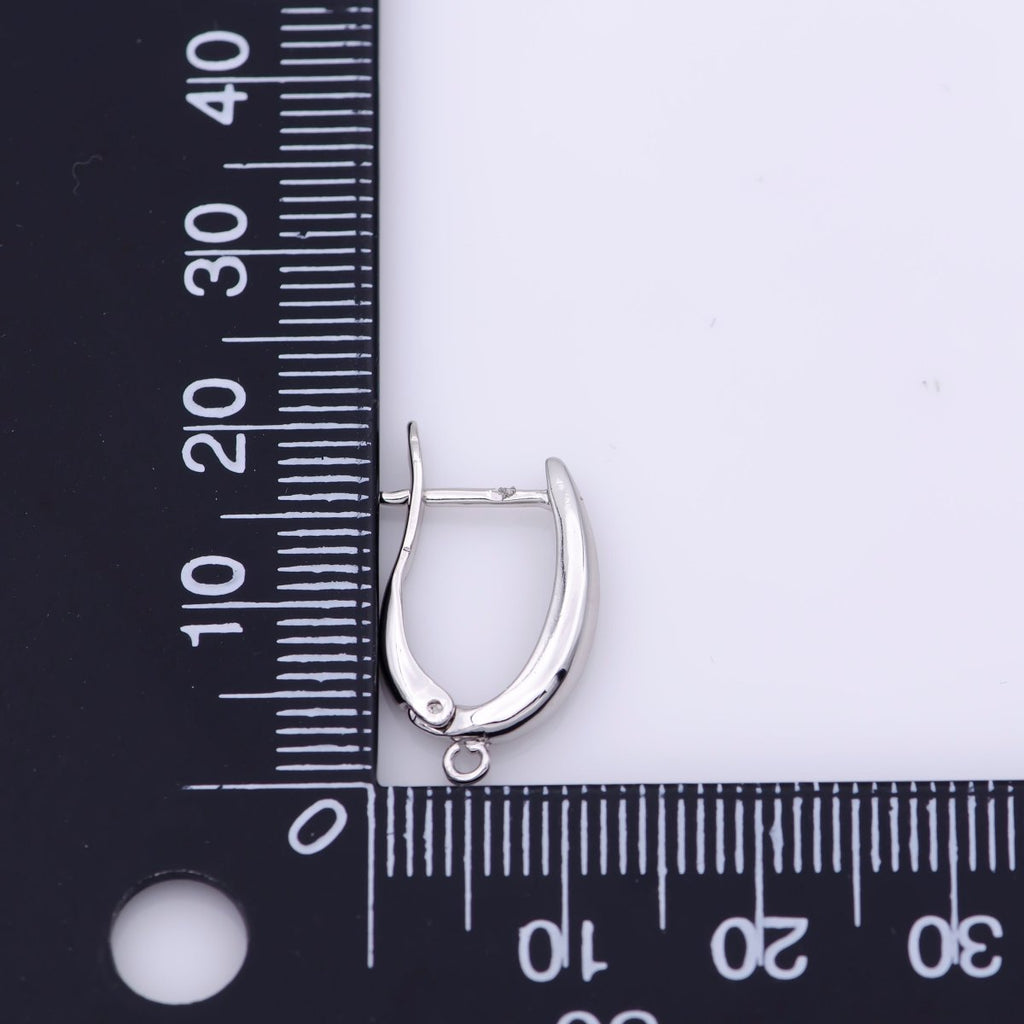 White Gold plated 20mm Minimalist Open Loop English Lock Hoop Earrings Findings | Z846 - DLUXCA