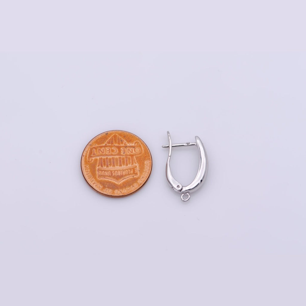White Gold plated 20mm Minimalist Open Loop English Lock Hoop Earrings Findings | Z846 - DLUXCA