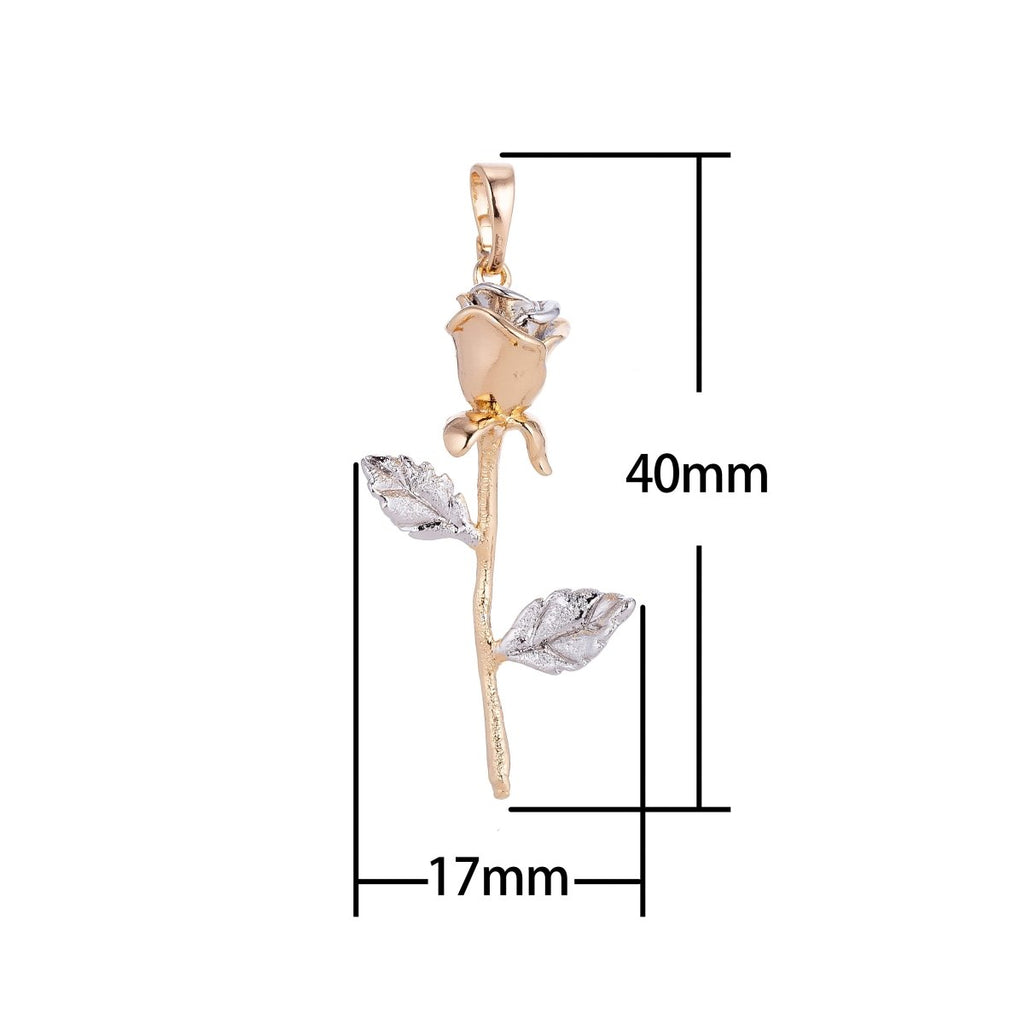 White Gold plated / 24K Yellow Gold Fill Rose Gold Flower Charm Floral, Belle Layered Necklace Pendant Bails for Jewelry Making H-653 I-126 - DLUXCA