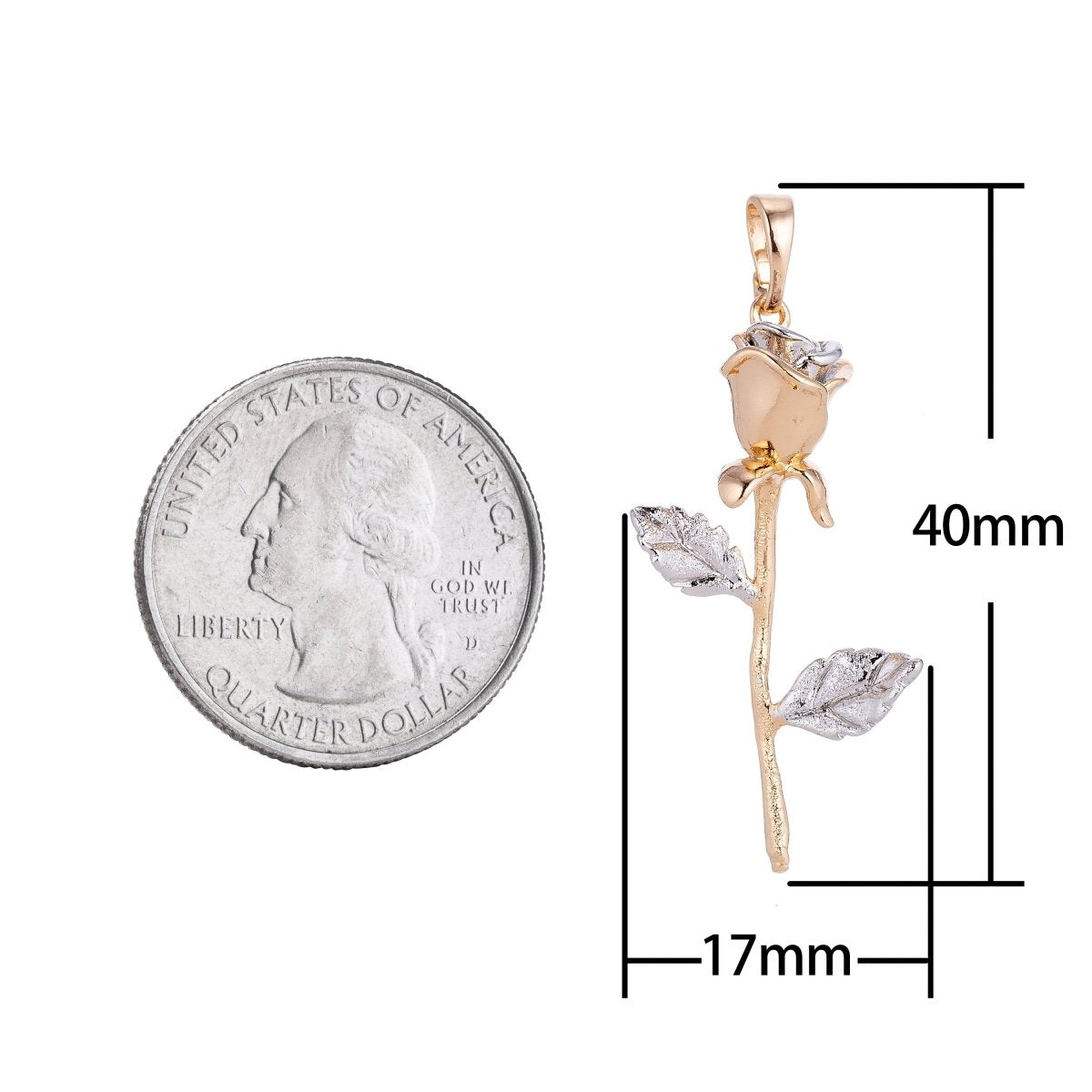 White Gold plated / 24K Yellow Gold Fill Rose Gold Flower Charm Floral, Belle Layered Necklace Pendant Bails for Jewelry Making H-653 I-126 - DLUXCA