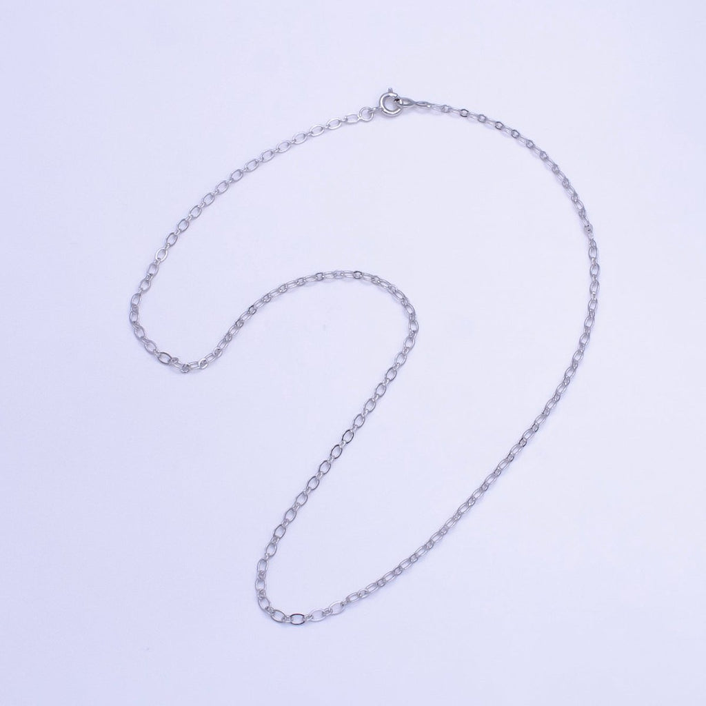 White Gold plated 2.5mm Cable Chain 18 Inch Necklace | WA - 2516 - DLUXCA