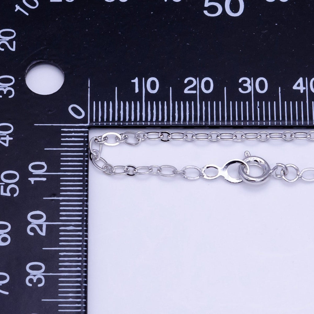 White Gold plated 2.5mm Cable Chain 18 Inch Necklace | WA - 2516 - DLUXCA