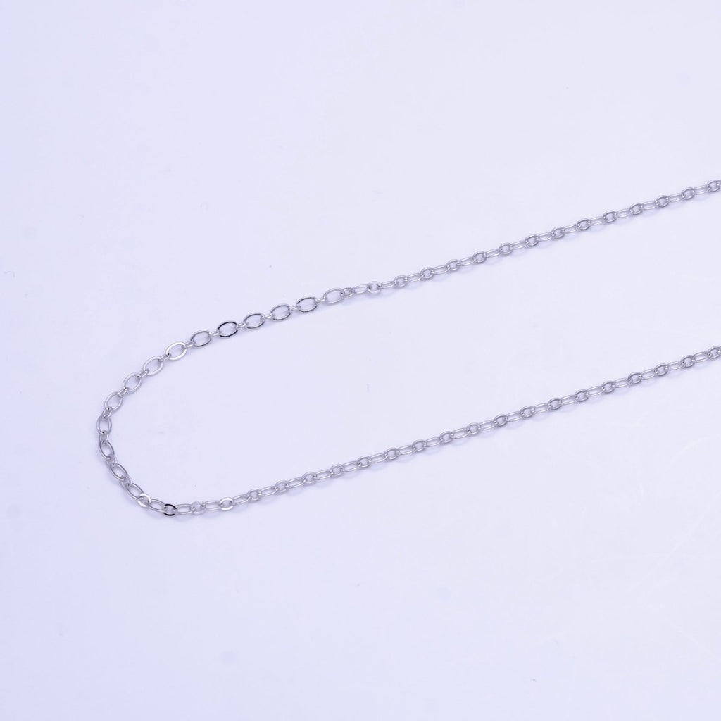White Gold plated 2.5mm Cable Chain 18 Inch Necklace | WA - 2516 - DLUXCA