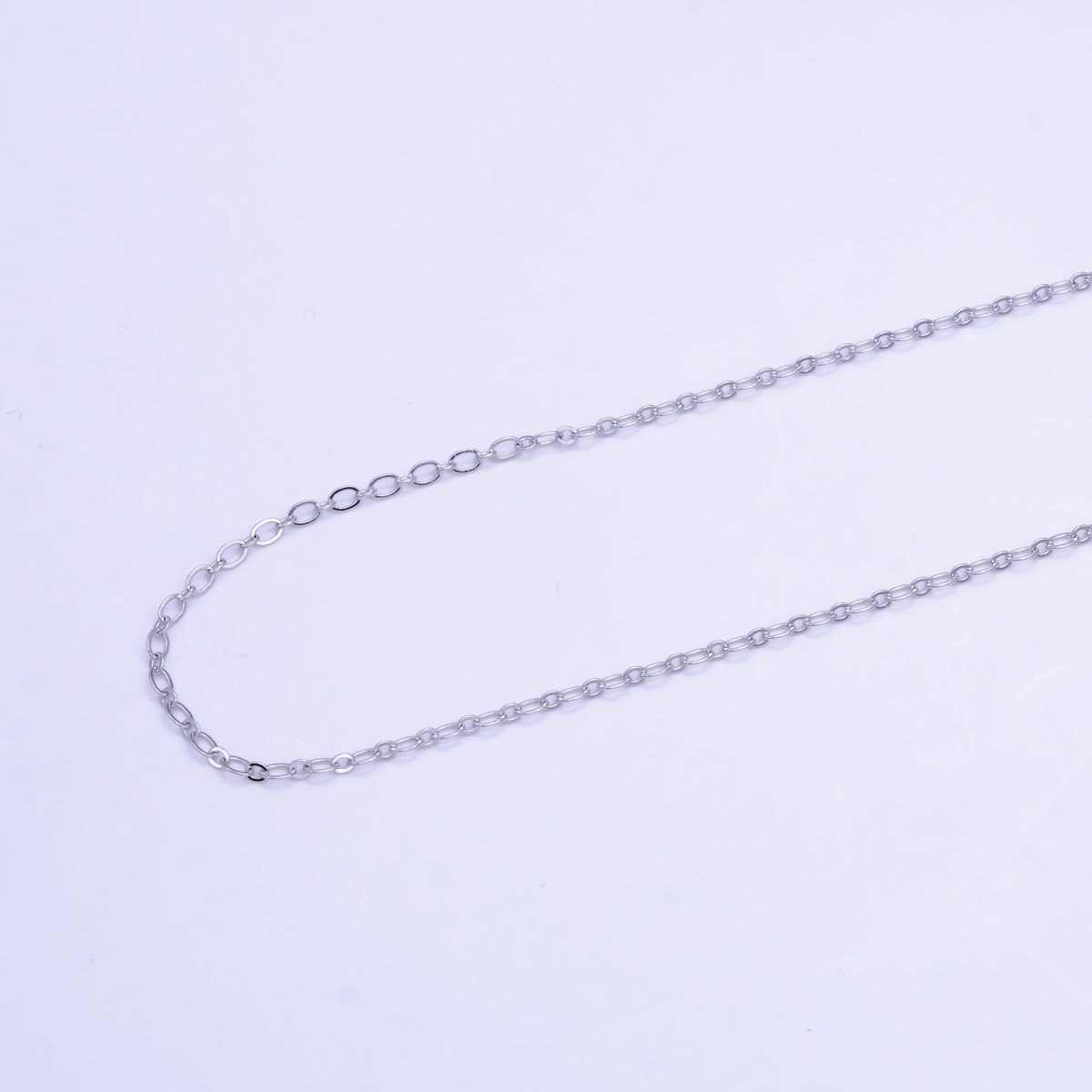 White Gold plated 2.5mm Cable Chain 18 Inch Necklace | WA - 2516 - DLUXCA