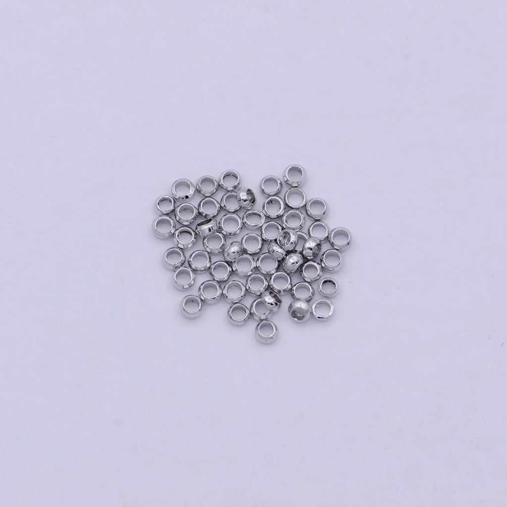 White Gold plated 2.5mm Crimp Cover Beads Silver Supply Pack | K-208 - DLUXCA
