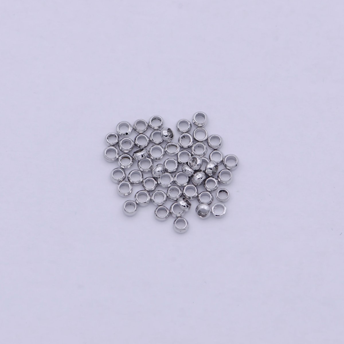 White Gold plated 2.5mm Crimp Cover Beads Silver Supply Pack | K-208 - DLUXCA