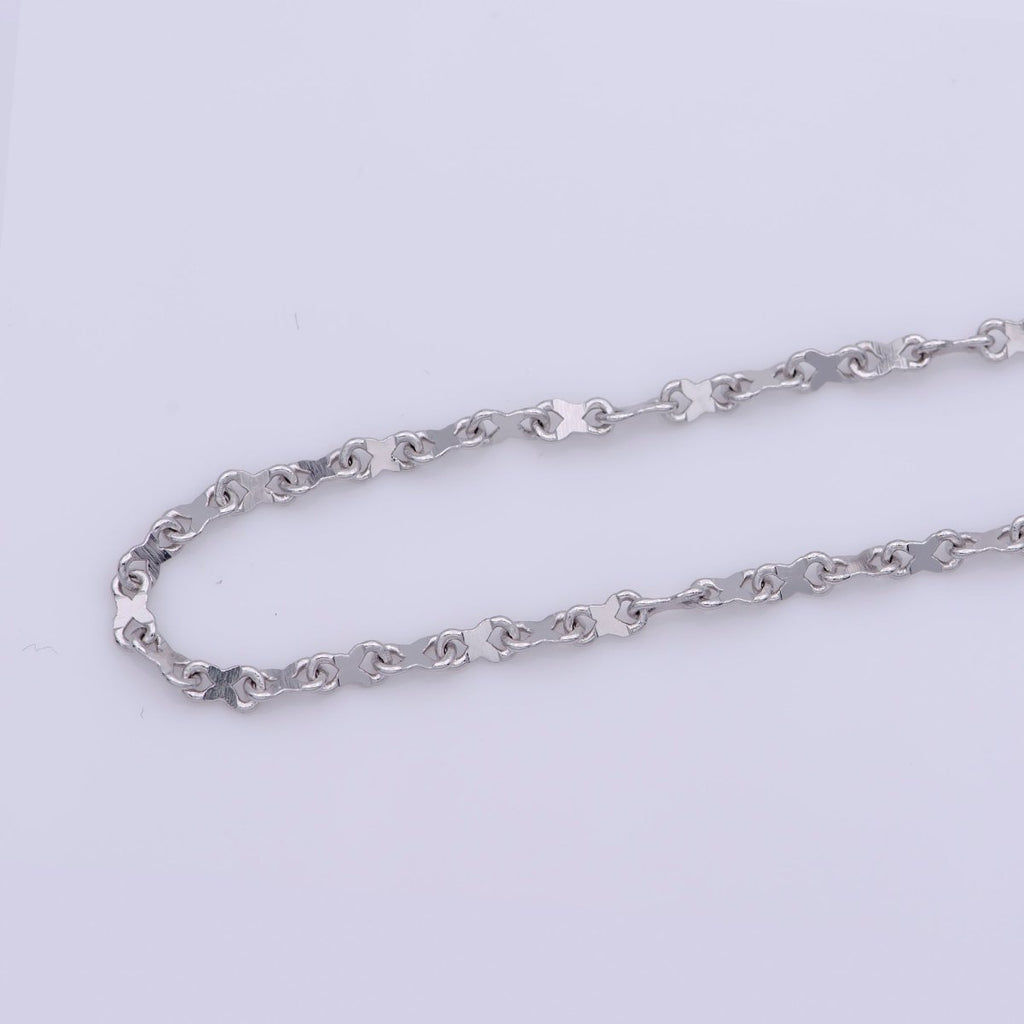 White Gold plated 2.5mm Figure 8 Infinity Silver 20 Inch Layering Chain Necklace | WA-238 Clearance Pricing - DLUXCA